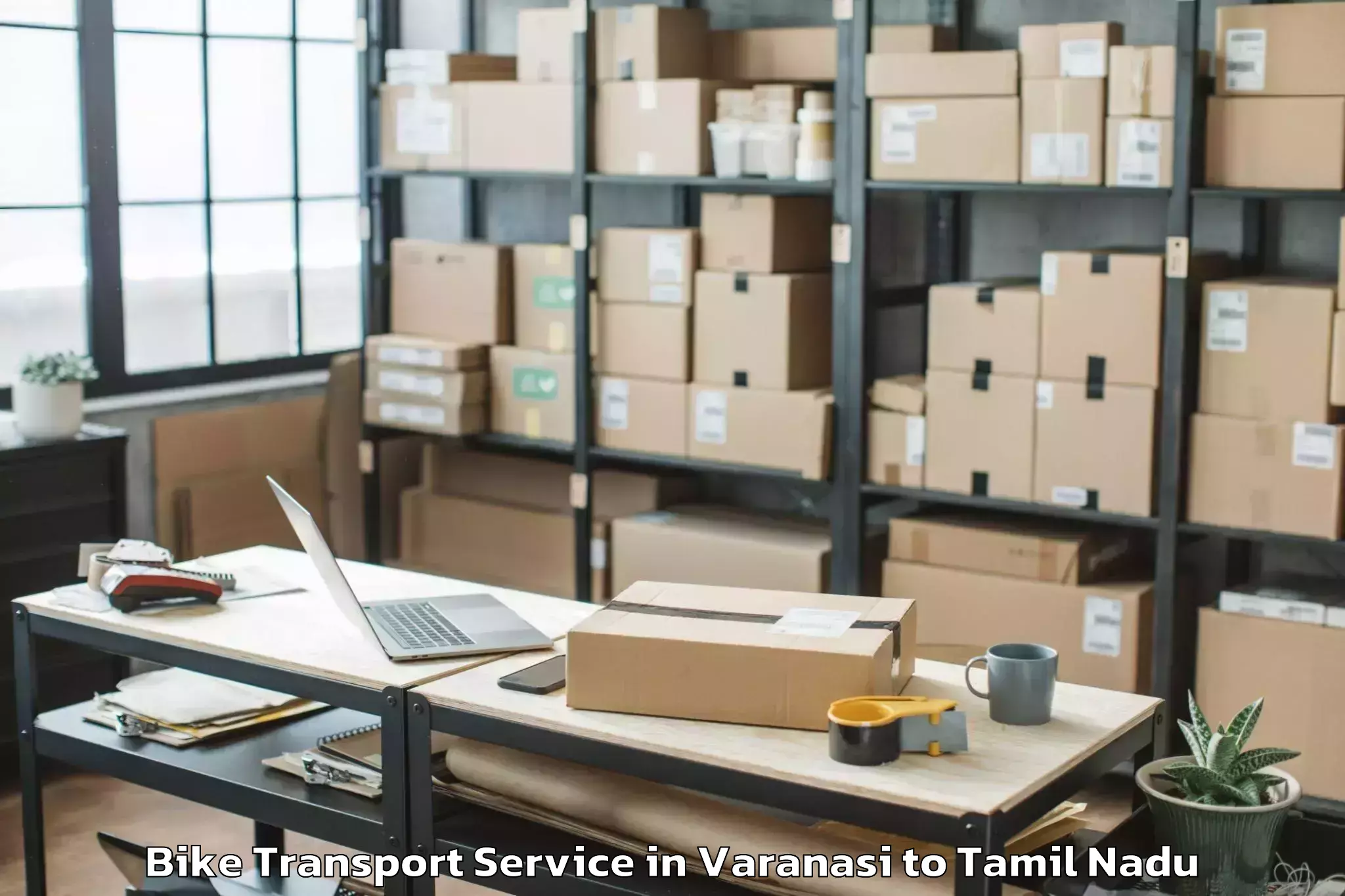 Top Varanasi to Tuticorin Airport Tcr Bike Transport Available